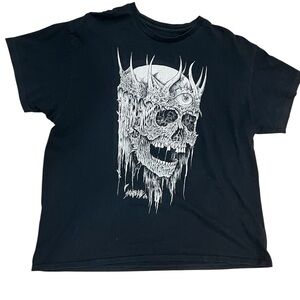 Black Graphic T-Shirt with Skull Design
